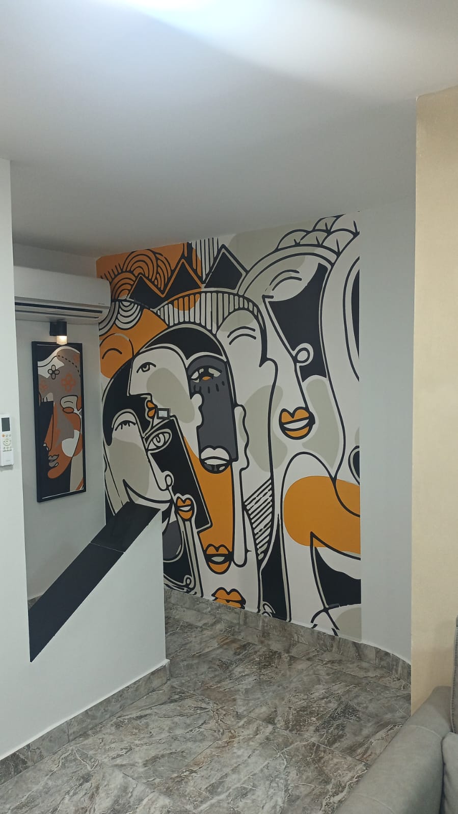 Original hand-painted wall art at Gala Clinics Amman
